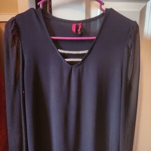 Elegant Navy Blue Long Sleeve Top